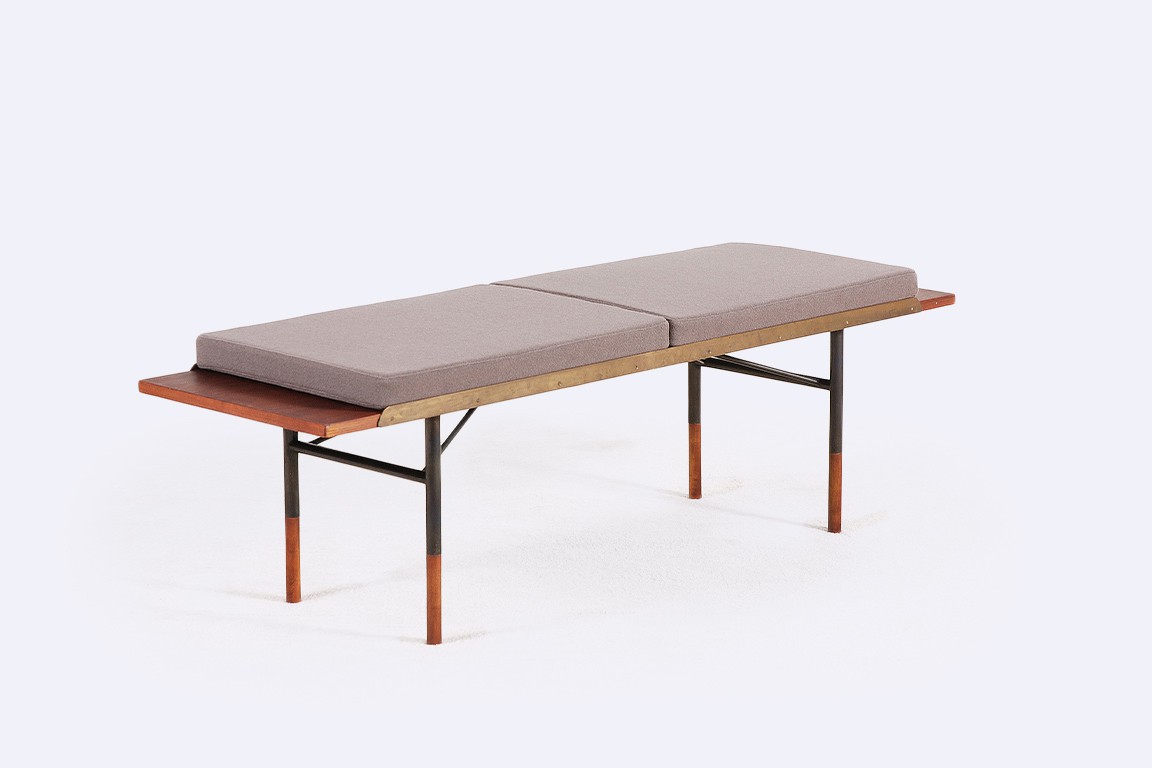 finn juhl bovirke banc table teck laiton 1952 danois vintage