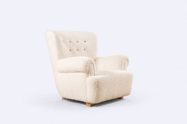 fauteuil danois scandinave laine bouclé nobilis 1940 design
