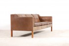 sofa borge mogensen leather teak 1962 danish fredericia 2213