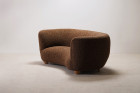 sofa curved danish scandinavian wool design brown 1940 1950