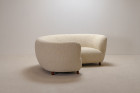 sofa curved danish wool design banana white 1940 1950 seat